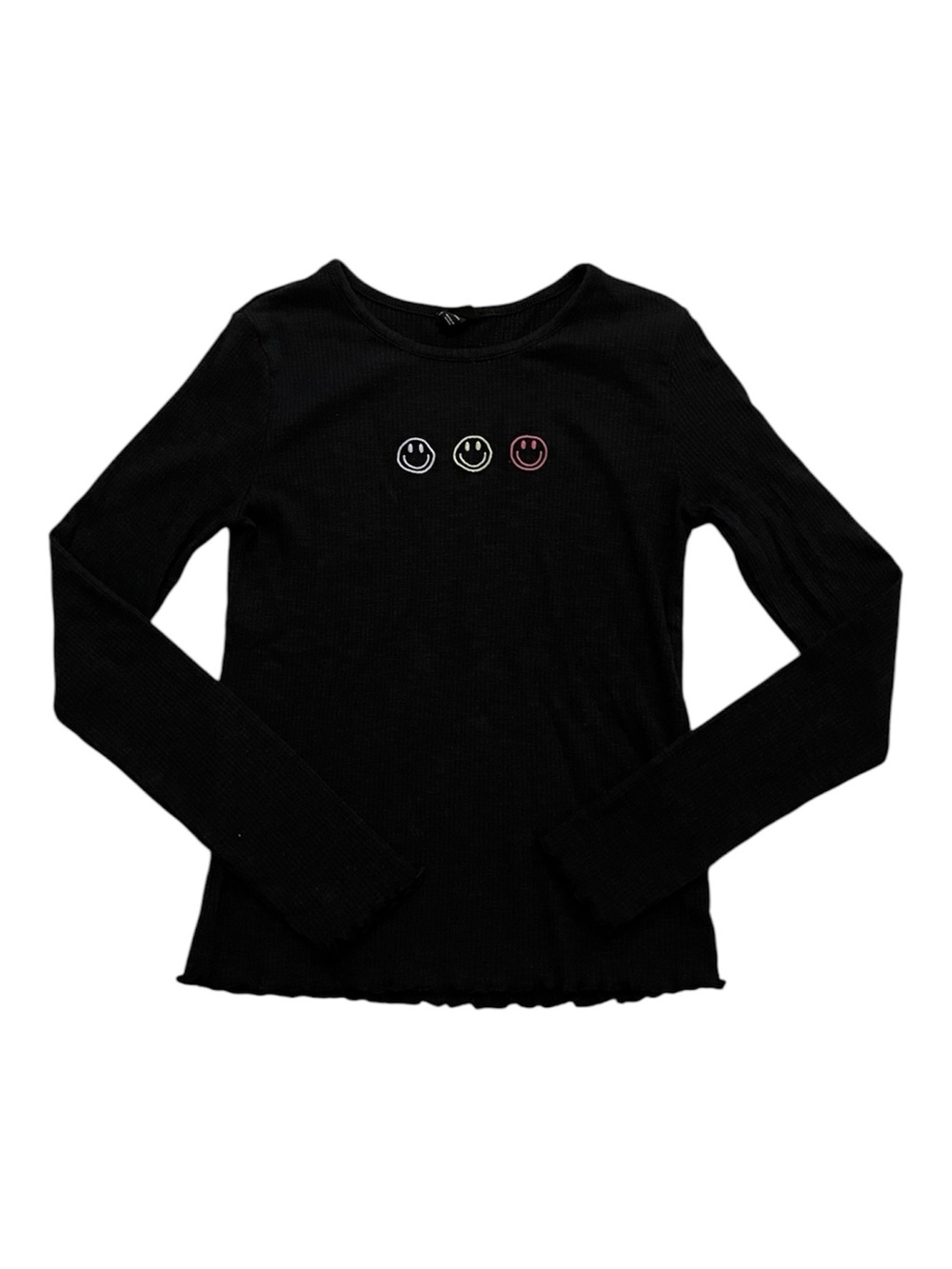 Art Class XL(14) Ribbed long sleeve smiley tee